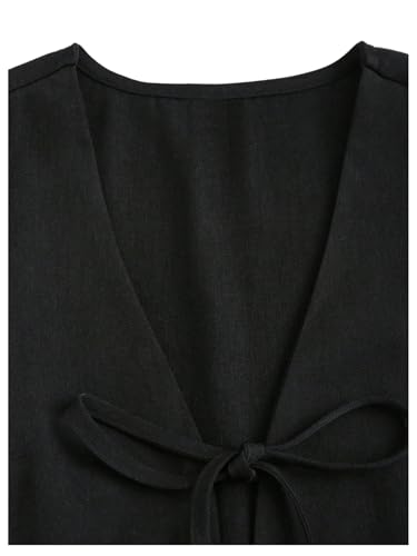 SweatyRocks Women's Y2k Sleeveless Blazer Vest Cardigan Summer Vintage Drawstring Jackets Women Outfits3