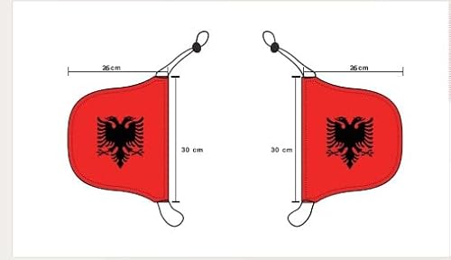 Spiegelflagge/Spiegelfahne ALBANIEN - 1 Paar, Auto/PKW Rückspiegel/Autospiegel Fahne/Flagge/Überzug