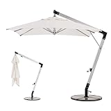 Parasol Portátil Para Playa Al Aire Libre Con Base De Mármol - Toldo Rectangular Para Patio, Poste De Aluminio Para Uso En Picnic, Jardín, Terraza Y Patio 3M