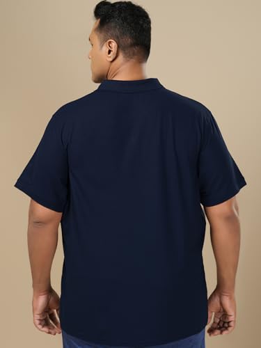 Image of TECHNOSPORT Men's Solid Slim Fit Polo Collar T-Shirt MATPIQ Half Sleeve Button Polyester for Gym Golf Casual Anti Odour UPF50+