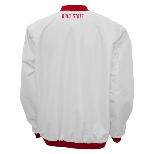 2Bhip NCAA Ohio State Adult White Lightweight V-Neck Windbreaker Wind Shirt Pullover Jacket For Men2
