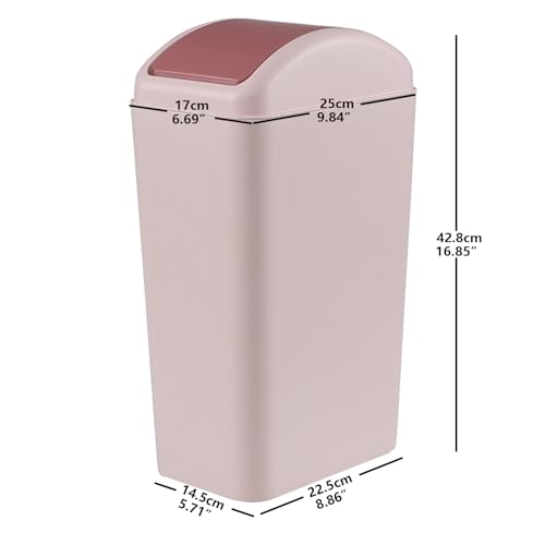 Caneca de basura rectangular de 3 galones con tapa abatible rosa miniatura 2