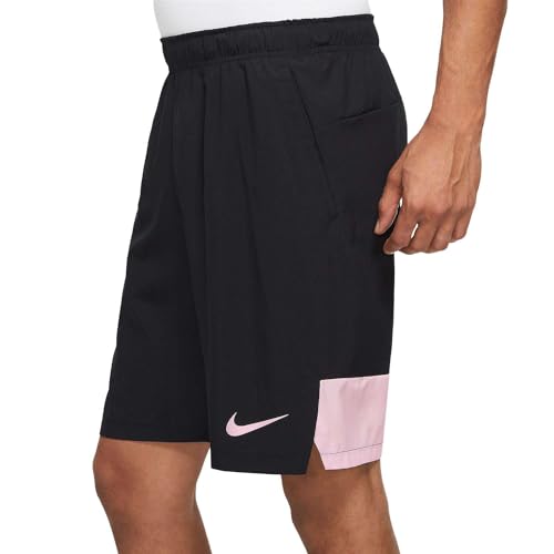 Nike Dri-FIT - Pantalones cortos de entrenamiento para hombre (22,86 cm), Negro/Rosa, X-Large