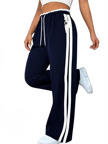 Damen Freizeithose Große Größen – High Waist Jogginghose mit Seitenstreifen, weites Bein, elastischer Bund & Taschen, 1XL-5XL (DE/NL/SE/PL, Alphanumerisch, XXL, Große Größen, Tall, Marineblau) Damen Freizeithose Große Größen – High Waist Jogginghose mit Seitenstreifen, weites Bein, elastischer Bund & Taschen, 1XL-5XL (DE/NL/SE/PL, Alphanumerisch, XXL, Große Größen, Tall, Marineblau)