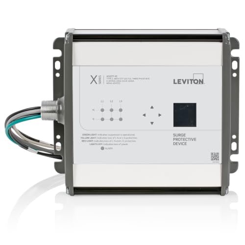 Image of Leviton X3277-YC Type 2 Surge Protective Panel, 480Y /277 VAC, features LCD Screen with Surge Counter, Three Phase WYE, 400kA per Phase