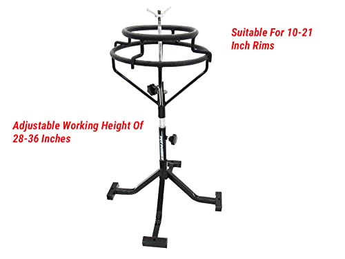 Image of Pit Posse PP2753 Motorcycle Tire Changing Stand - Portable - Lightweight - Wide & Sturdy - Adjust Height for Ease of Use - Off-Road MX Dirt Bike Motorcycle-Video Tutorial
