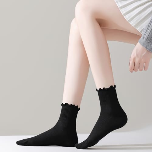 Womens Ruffle Ankle Socks Cute Lettuce Edge Crew Socks for Women2