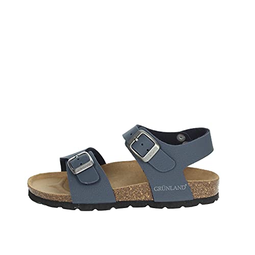 Sandales bleu enfant Grunland Luce SB0901 fini les pieds fatigués grâce aux boucles bouleau