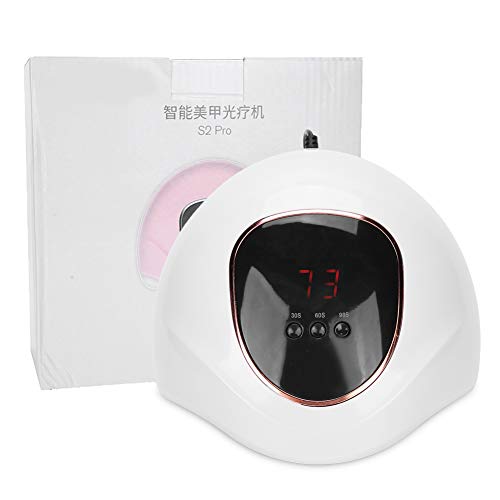 Secador de esmalte de uñas en gel con LED UV de 72 W, luz profesional para manicura con fuente de luz dual de 365 nm/405 nm, sensor automático y temporizador de 30 s/60 s/99 s para (Blanca)