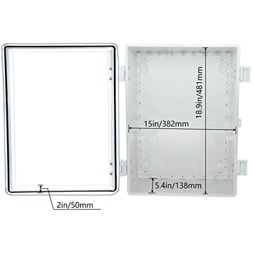 Zulkit Junction Box Abs Plastic Waterproof Ip65 Electrical Boxes Hinged Shell Clear Cover Outdoor Universal Project Enclosure With Mounting Plate And Wall Brackets 19.7X15.7X7.9Inch(500X400X200Mm) #TOP2