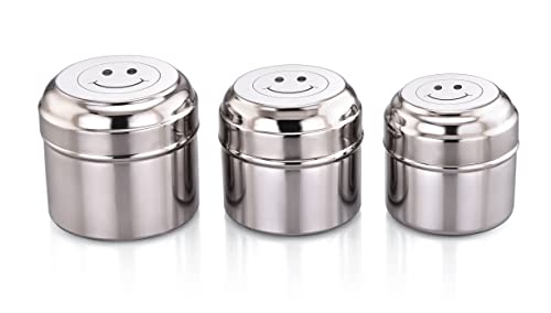 Image of Expresso Stainless Steel Stackable Small /Mini Box Dabba /Container /Storage Box, Capacity-120ml /150ml /180ml, Set of 3, Smiley Face