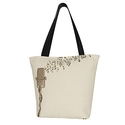 Rock Roll Sign Women'S - Canvas Shoulder Bag Hobo Crossbody Handbag Casual Tote, Morado (Retro Musical Notes Karaoke), Talla única