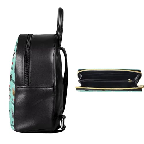 JoyLamoria Laptop Backpack Shoulder Bag Wallet Coin Purse Handbag Zipper Pouch with Compartment, French Bulldog Print4