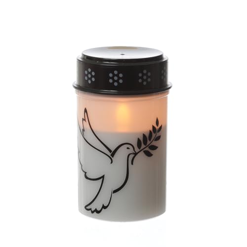 LED Grablicht Taube Grabkerze Trauerlicht Gedenklicht Friedhofkerze batteriebetrieben aus Kunststoff (1x Taube 12cm)