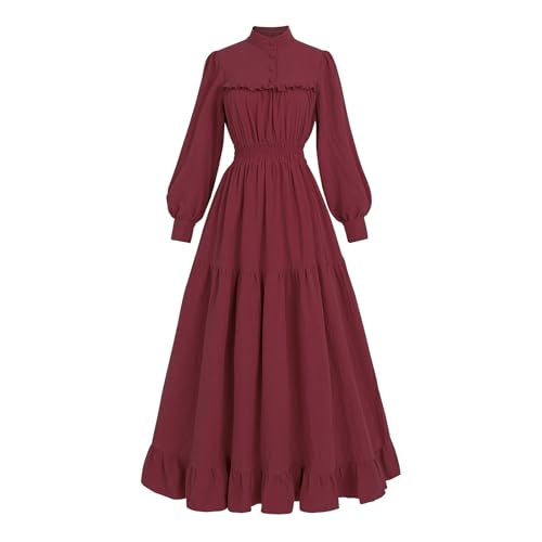 CR ROLECOS Mittelalter Kleidung Damen Viktorianisches Kleid Langarm A-Linie Vintage Edwardianisches Renaissance Maxikleid Ballkleid Abendkleid Damen...