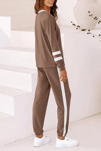 Image of PRETTYGARDEN Travel Outfit Women 2 Piece Lounge Sets | Long Sleeve Shirts, Jogger Pants Pockets, Matching Track Suits, Fall Spring Comfy Clothes for Casual Outing, Cruise, Airport