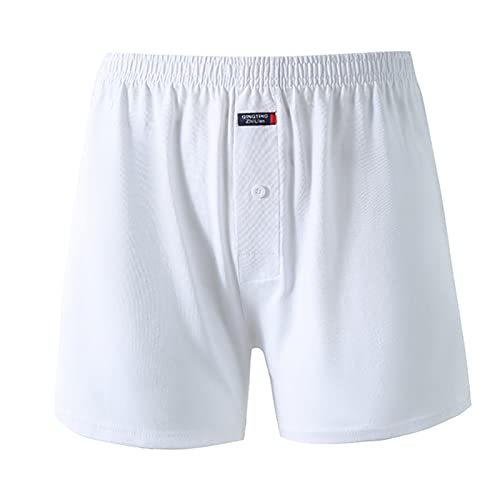 Calzoncillos tipo bóxer de algodón de ajuste relajado para hombre, ultra suaves, cómodos, cintura elástica, pantalones cortos clásicos hasta la rodilla, ideales para dormitorio, descanso, hogar, uso