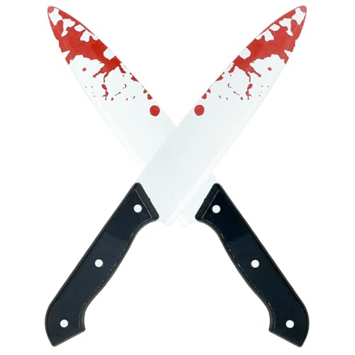 SYFDXD 2 Pcs Halloween Prop Knife 12 Inch Plastic Bloody Fake Knife Classic Horror Prank Props for Scary Party Cosplay