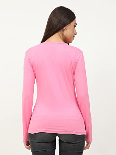 Image of FLEXIMAA Women's Cotton Plain Round Neck Full Sleeve T-Shirt