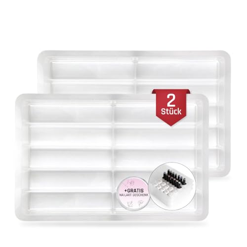 Sortierbox groß 2 Stück + GRATIS GESCHENK als Ordnungsystem und Aufbewahrungsbox stapelbar für Nageldesign Gel Tiegel Farbgel Gellack Nailart in transparent aus Plastik Lynis-Nailshop.de