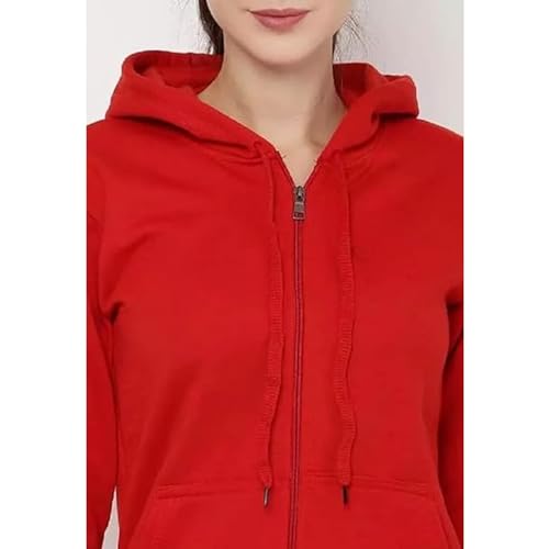 Image of Clotth Theory Women's Cotton Fleece Hooded Neck Sweatshirt | Hoodie Jacket with Kangaroo Pocket