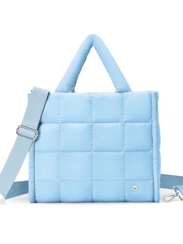 Image of WESTBRONCO Puffer Crossbody Bags for Women Quilted Tote Bag Puffy Weekender Overnight Bag Nylon Shoulder Handbag