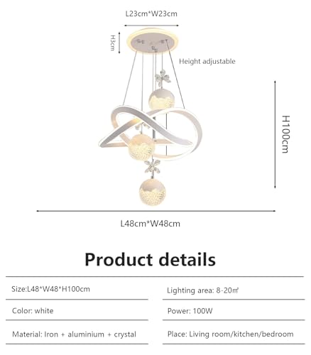 Suspension LED moderne en cristal dimmable avec télécommande pour ajuster l'ambiance lumineuse