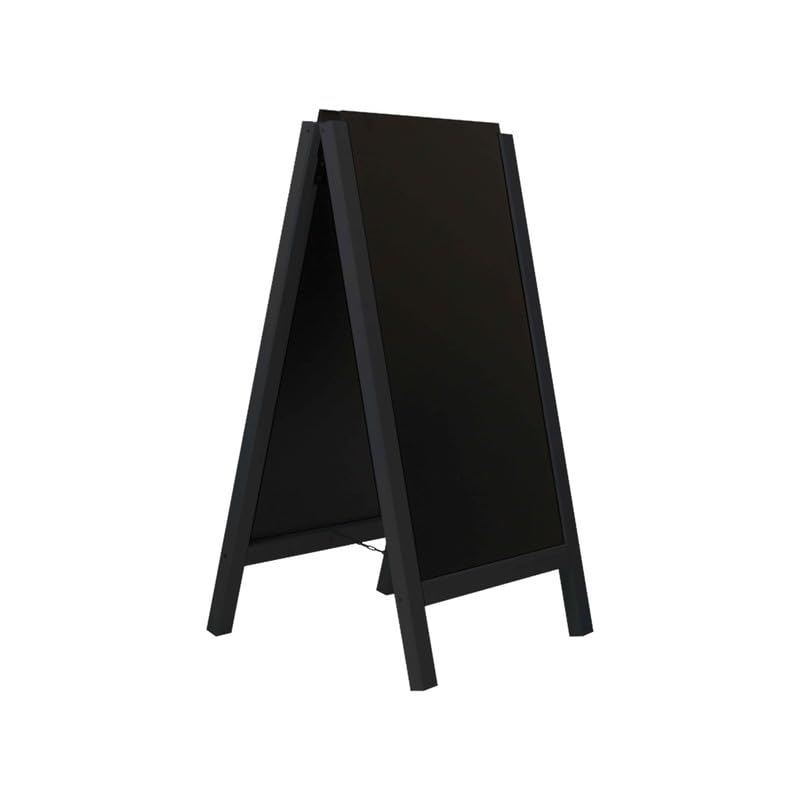 Chevalet stop trottoir avec 2 ardoises amovibles cadre bois noir dimensions 117 x 60 cm