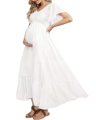 Swiss Dot Maternity Dress for Baby Shower Photos