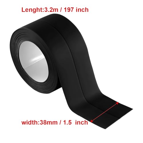 Image of Caulk Strip Waterproof and Oil-Proof Caulking Sealing Tape for Cooktop Self Adhesive Caulk Tape for Sink Toilet Bathroom Wall Edge Bathtub Caulk Strip Tape (Black (W1.5inch X 197inch))