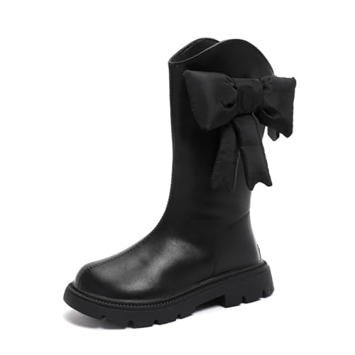 Girl's Waterproof Boots Bowknot back Zipper Warm Winter Mid Calf Booties for Toddler/Little Kid