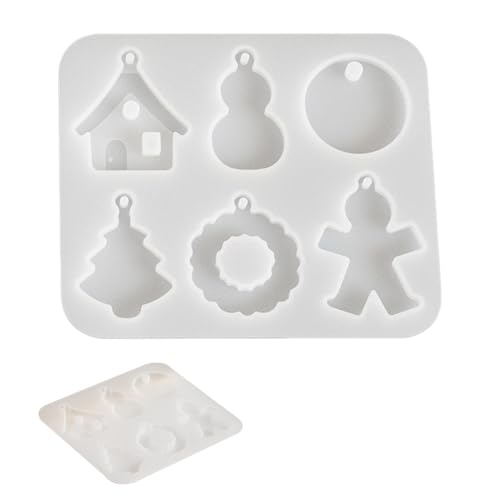 Moldes de silicona navideños, molde de moldeo de resina,Juego de fabricación de de yeso de 6 formas diferentes - Moldes ornamentales de resina de silicona antiadherentes, suministros de fabr