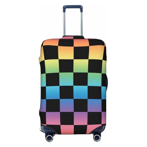 Luggage Cover Protector - Pastel Rainbow Checker Print A Fit 25-28 Inch Suitcase Covers for Luggage