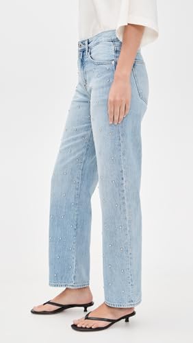 Image of PISTOLA - Lexi Mid Rise, Signature Bowed Straight Jeans - Light Denim Jeans