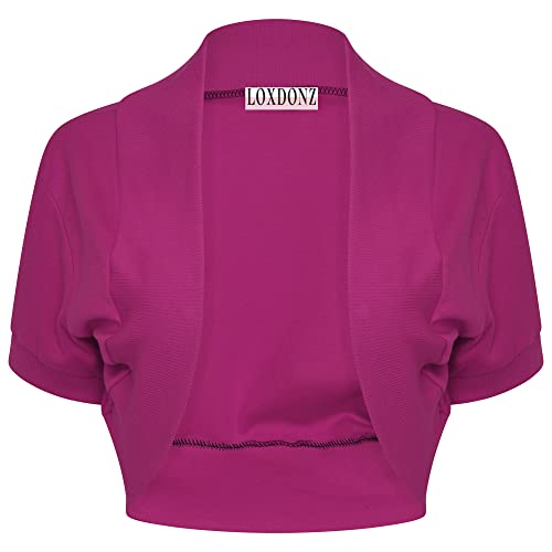 Image of Loxdonz Girl's Short Sleeve Shrug Childrens Kids Cotton Cardigan Bolero Shrug Jacket