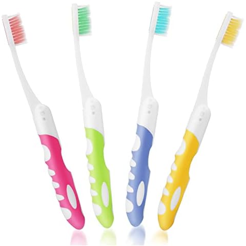 Sibba 4 piezas de viaje plegable cepillo de dientes portátil cerdas suaves cepillo de dientes Cover