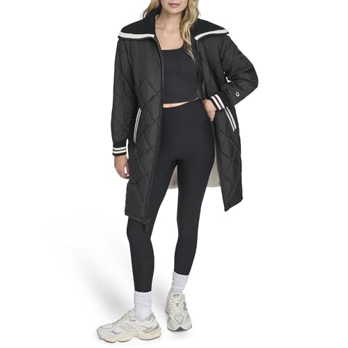 Champion Women's Mid-Length Diamond Quilted Shawl Collar Jacket, Black, Large - image 3