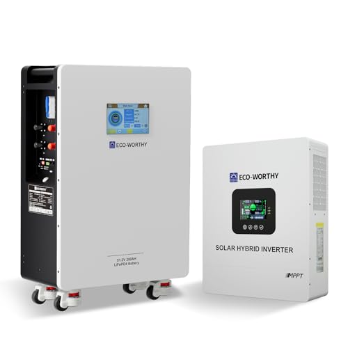 ECO-WORTHY Home Power Station Backup, 48V 280AH LiFePO4 Battery with 5KW Inverter, Communication Support, for Home Backup, Emergency, Solar Energy Sys