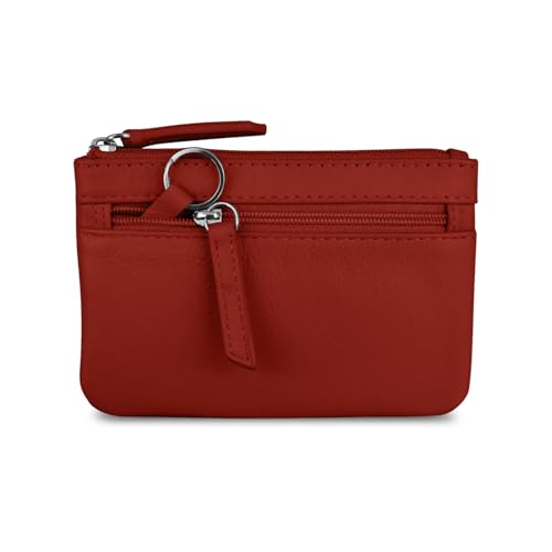 Image of ili New York Leather Mini Compact Coin Purse - Red