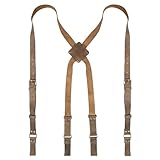 Hide & Groom, X Back Suspender with Belt Loops for Men, Heavy Duty Harness, Weddings, Steampunk, Full Grain Leather, Handmade, Bourbon Brown