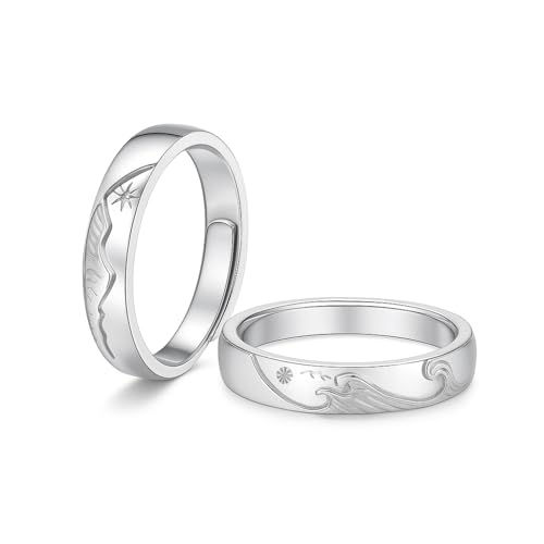 JOALLI Aliança de namoro Presente Feminino Presente Masculino Anel Masculino Prata Anel Prata 925 Feminino Ajustador de Anel de Namoro Aliança Ajustável