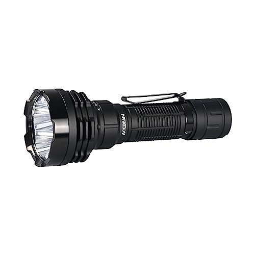 ACEBEAM Defender P18 Linterna táctica con interruptor de doble cola, linterna recargable de 5000 lúmenes altos, linterna de tiro largo de 688 yardas con clip inverso, luz estroboscópica instantánea