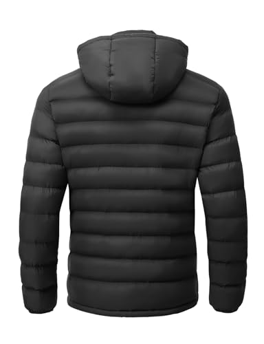 TBMPOY Men's Lightweight Puffer Jackets Detachable Hood Water-Resistant Casual Winter Coat Hooded Insulated for Travel Ski2