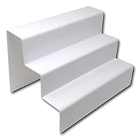 EPOSGEAR Three (3) Step Tier Clear or Coloured Acrylic Plastic Retail Riser Counter Display Plinth Stands - Perfect for Shops, Stalls, Ornaments, Models etc (White, Large Wide)