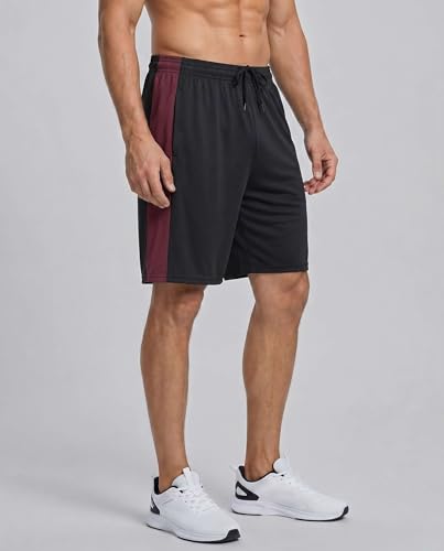 Image of Real Essentials Men's 5 Pack: 9 inch Dry-Fit Shorts - Athletic Gym, Workout, Basketball, Running, Casual Lounge Active Pockets