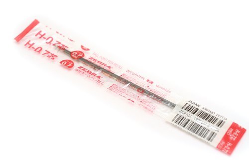 Recharge stylo bille Zebra H-0.7 mm rouge pour écriture fluide