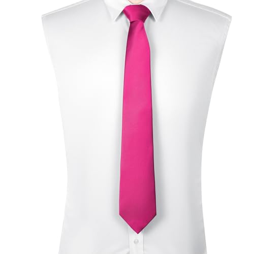 Image of DecTwig Men's Ties Solid Color Formal Neckties 3.15 inch (8CM) Hot Pink Ties For Men