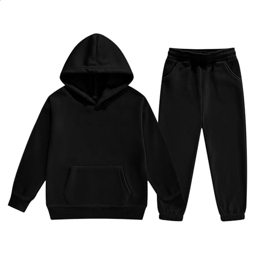 Kids Plain Tracksuit Set Pullover Sweat Suits for Boys Girls 2-Piece Sweatshirt and Jogger Pants Athletic Clothes2