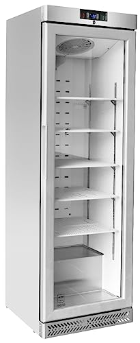 METRO Professional Congélateur GSC240N, Acier Inoxydable/Verre, 240L, Refroidissement par air, 550W, avec Serrure, Argent