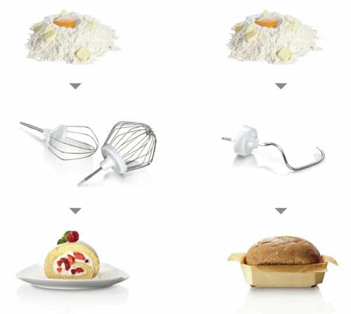 Bosch Küchenmaschine Serie 4 MUM54R00, XXL Edelstahl-Schüssel 3,9 L, Planetenrührwerk, Knethaken, Schlagbesen, Rührbesen Edelstahl, 7 Arbeitsstufen, 900 W, Weiß/Rot